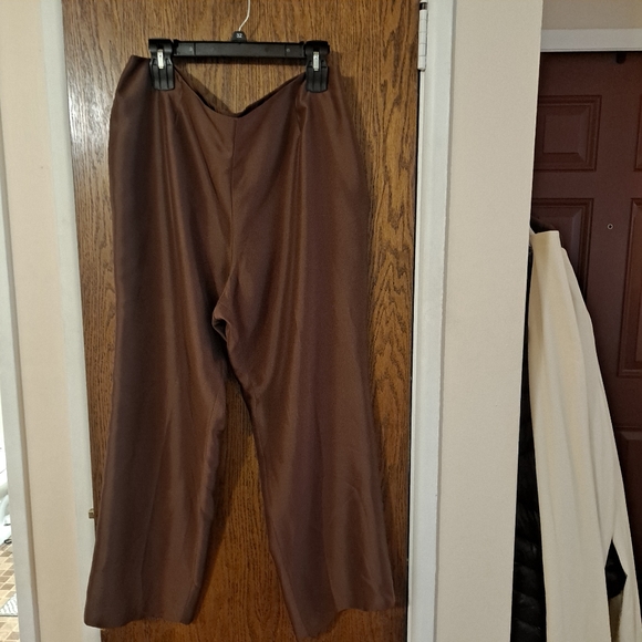 Kate Hill Pants - Kate Hill 100% Silk High Waisted Chocolate Brown Trousers